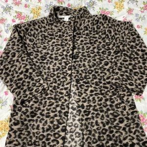 Leopard print sweater jacket